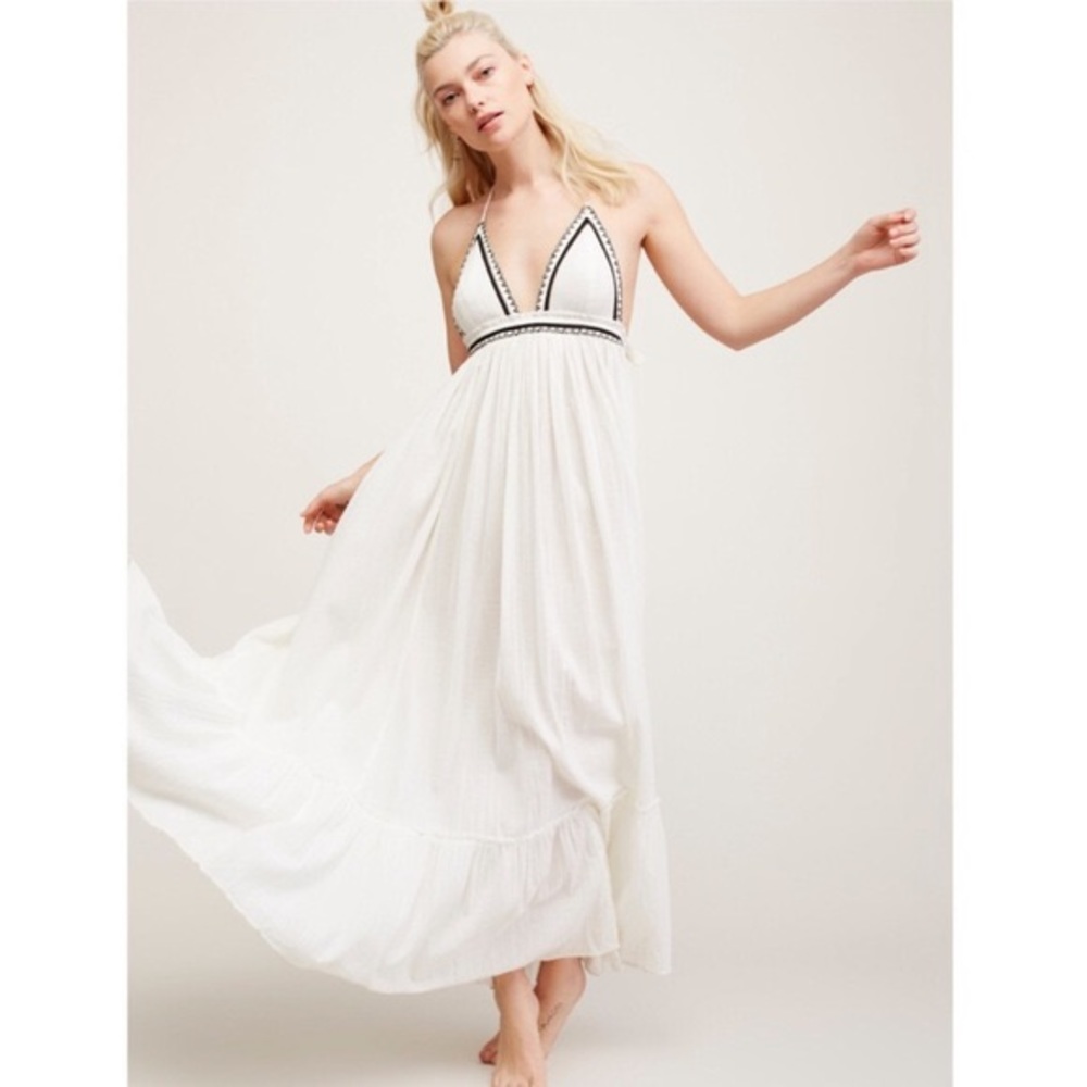 Free People white halter maxi dress